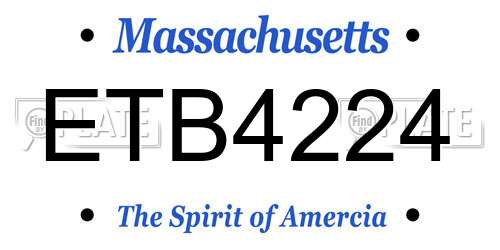 ETB4224 Massachusetts License Plate