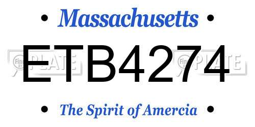 ETB4274 Massachusetts License Plate