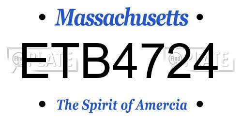 ETB4724 Massachusetts License Plate