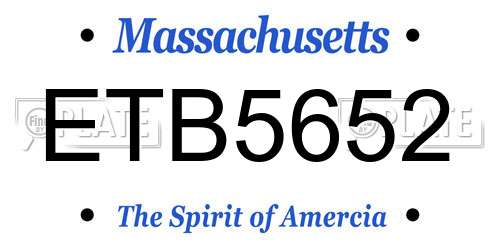 ETB5652 Massachusetts License Plate