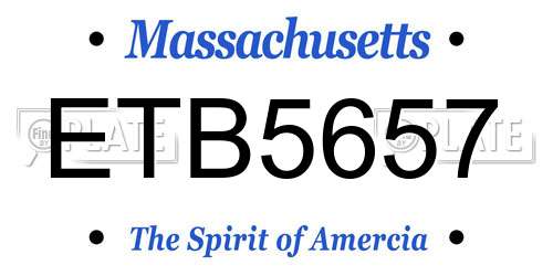 ETB5657 Massachusetts License Plate