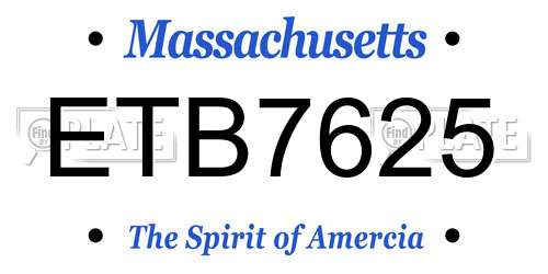 ETB7625 Massachusetts License Plate