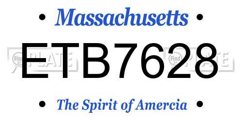 ETB7628 Massachusetts License Plate