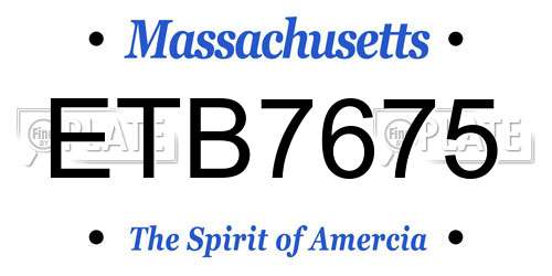 ETB7675 Massachusetts License Plate