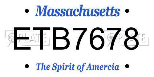 ETB7678 Massachusetts License Plate