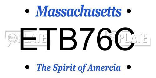 ETB76C Massachusetts License Plate