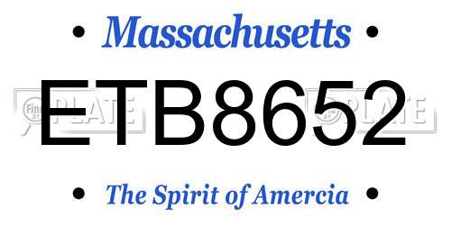ETB8652 Massachusetts License Plate