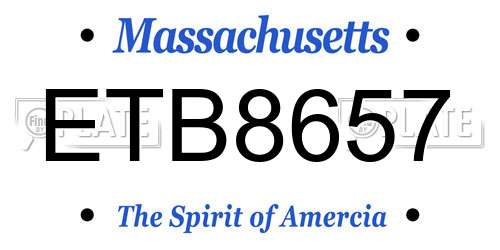 ETB8657 Massachusetts License Plate