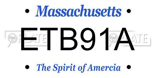 ETB91A Massachusetts License Plate