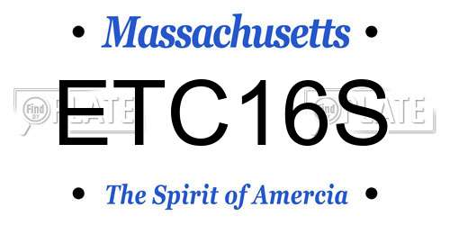 ETC16S Massachusetts License Plate