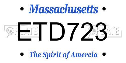 ETD723 Massachusetts License Plate