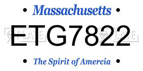 ETG7822 Massachusetts License Plate