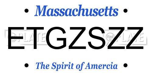 ETGZSZZ Massachusetts License Plate