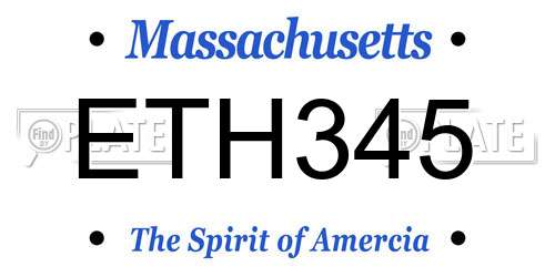 ETH345 Massachusetts License Plate