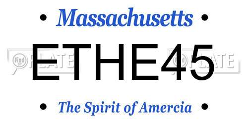 ETHE45 Massachusetts License Plate