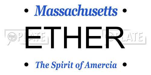 ETHER Massachusetts License Plate