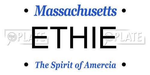 ETHIE Massachusetts License Plate