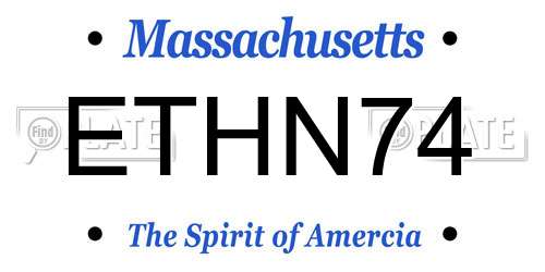 ETHN74 Massachusetts License Plate