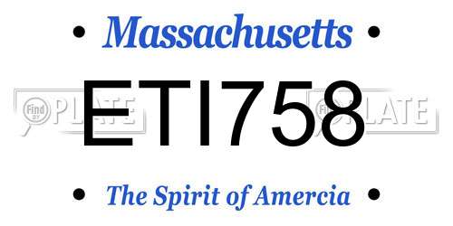 ETI758 Massachusetts License Plate