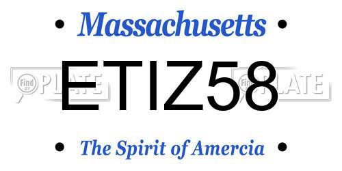 ETIZ58 Massachusetts License Plate