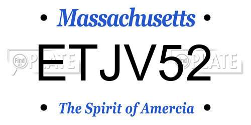 ETJV52 Massachusetts License Plate