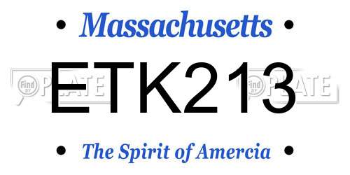ETK213 Massachusetts License Plate