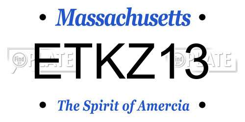 ETKZ13 Massachusetts License Plate