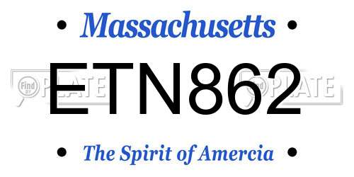 ETN862 Massachusetts License Plate