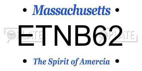 ETNB62 Massachusetts License Plate