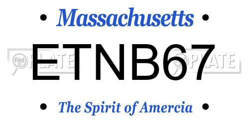 ETNB67 Massachusetts License Plate