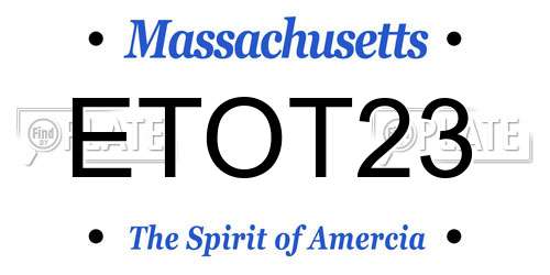 ETOT23 Massachusetts License Plate