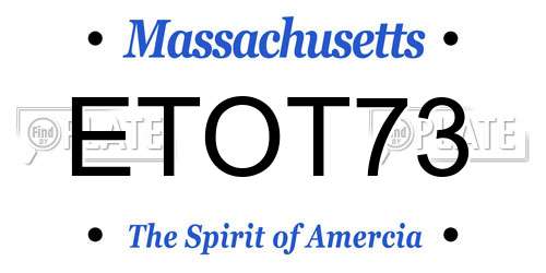 ETOT73 Massachusetts License Plate
