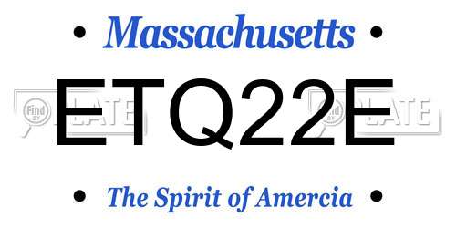 ETQ22E Massachusetts License Plate