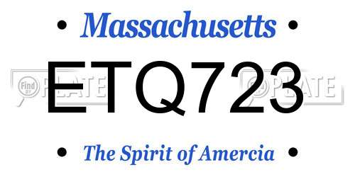 ETQ723 Massachusetts License Plate