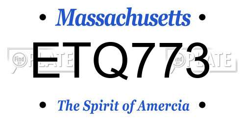 ETQ773 Massachusetts License Plate