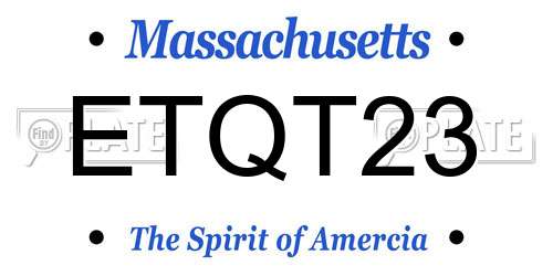 ETQT23 Massachusetts License Plate