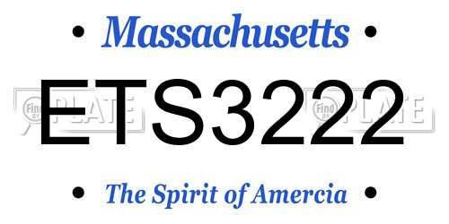 ETS3222 Massachusetts License Plate
