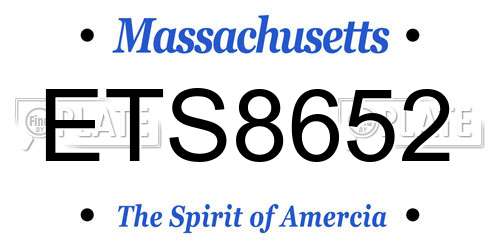ETS8652 Massachusetts License Plate