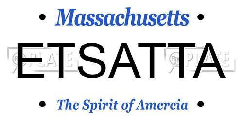 ETSATTA Massachusetts License Plate