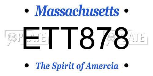 ETT878 Massachusetts License Plate