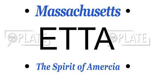 ETTA Massachusetts License Plate
