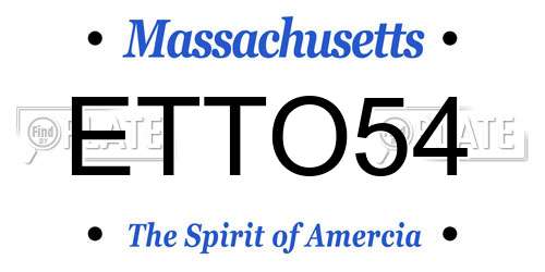 ETTO54 Massachusetts License Plate