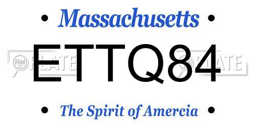 ETTQ84 Massachusetts License Plate