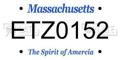 ETZ0152 Massachusetts License Plate