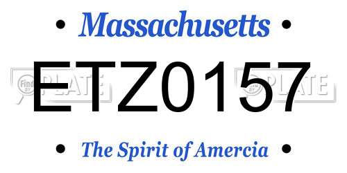 ETZ0157 Massachusetts License Plate
