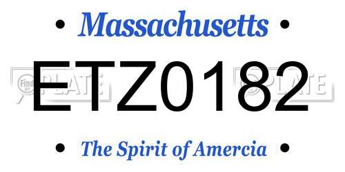 ETZ0182 Massachusetts License Plate