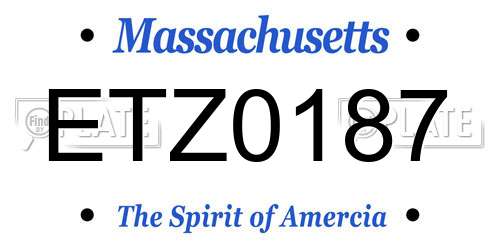 ETZ0187 Massachusetts License Plate
