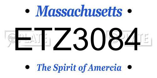 ETZ3084 Massachusetts License Plate