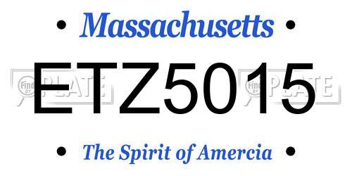 ETZ5015 Massachusetts License Plate