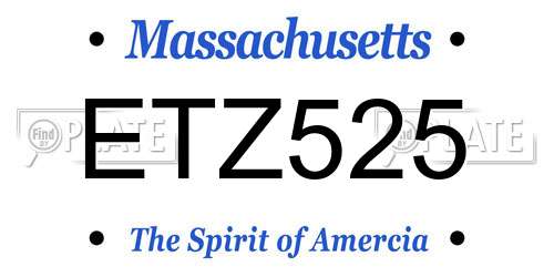 ETZ525 Massachusetts License Plate